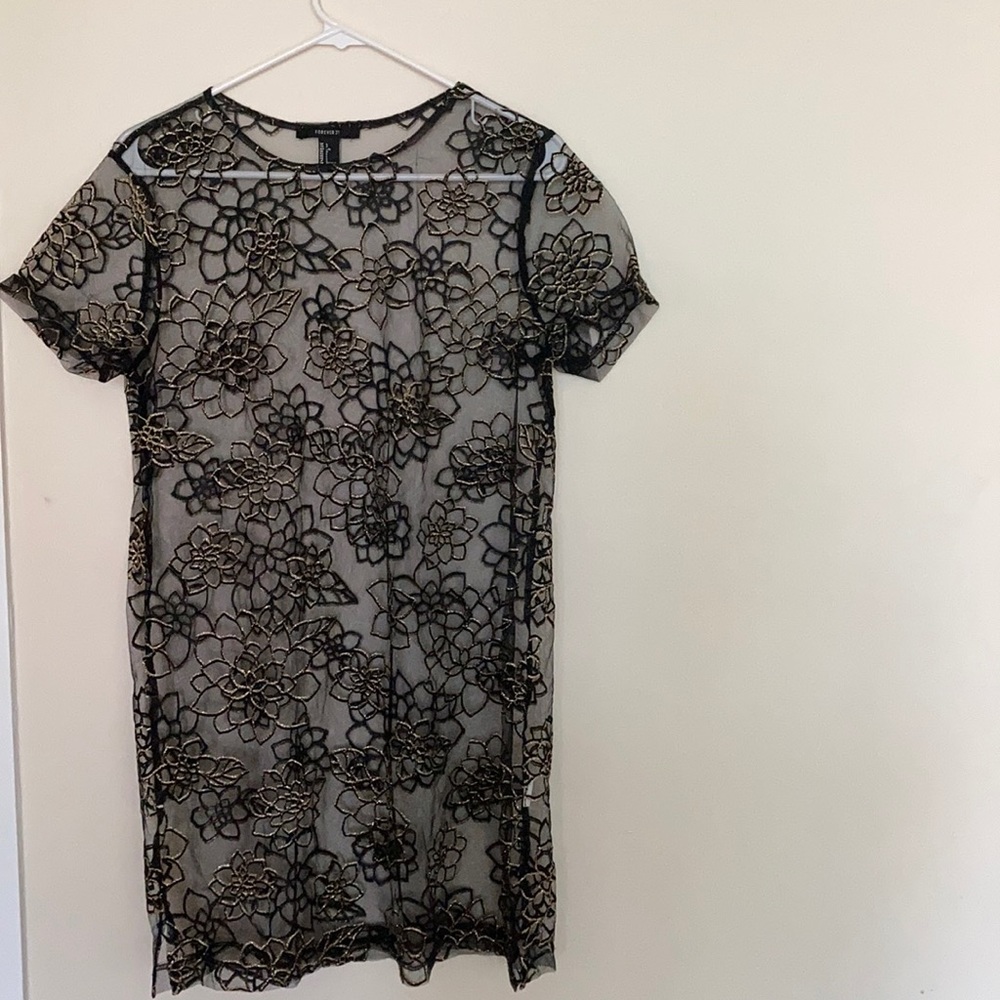 Forever 21 sheer black and gold dress